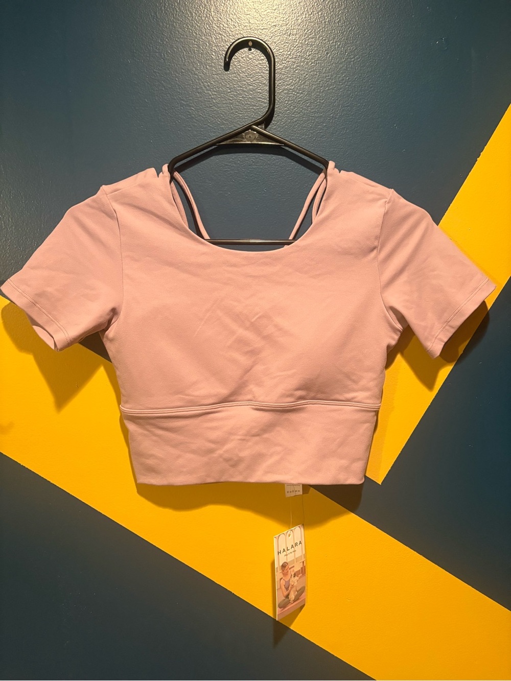 Halara Light Mauve Strappy Back Shelf Bra Crop Top NWT
